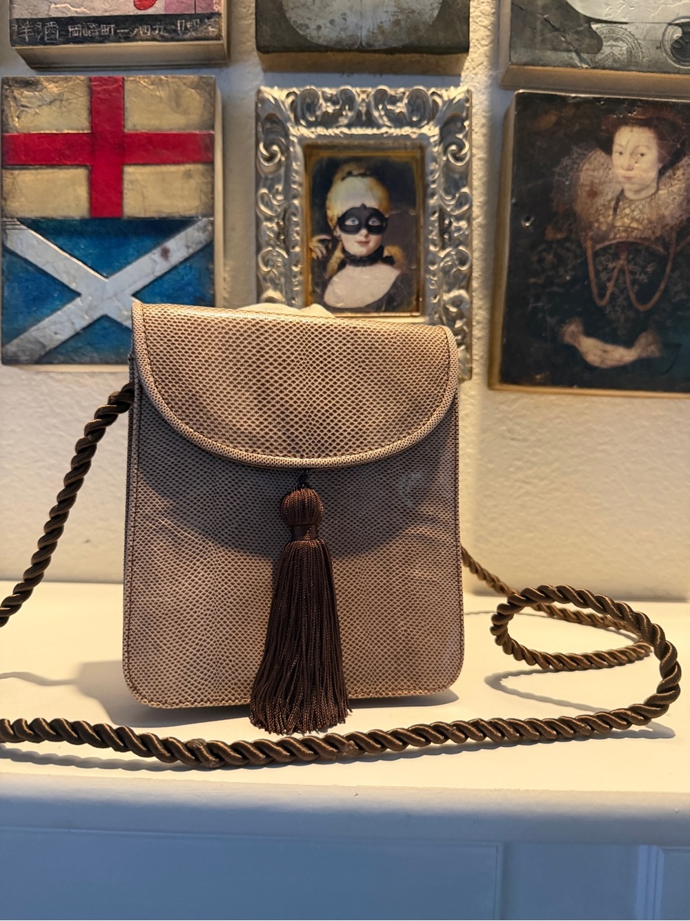 Vintage Susan Gail Genuine Snakeskin Crossbody Bag Made in Spain – Brown